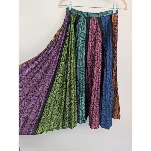NWT DELFI Collective Colorblock Snake Clara pleated midi Skirt Size XS #1D460 - Picture 4 of 8